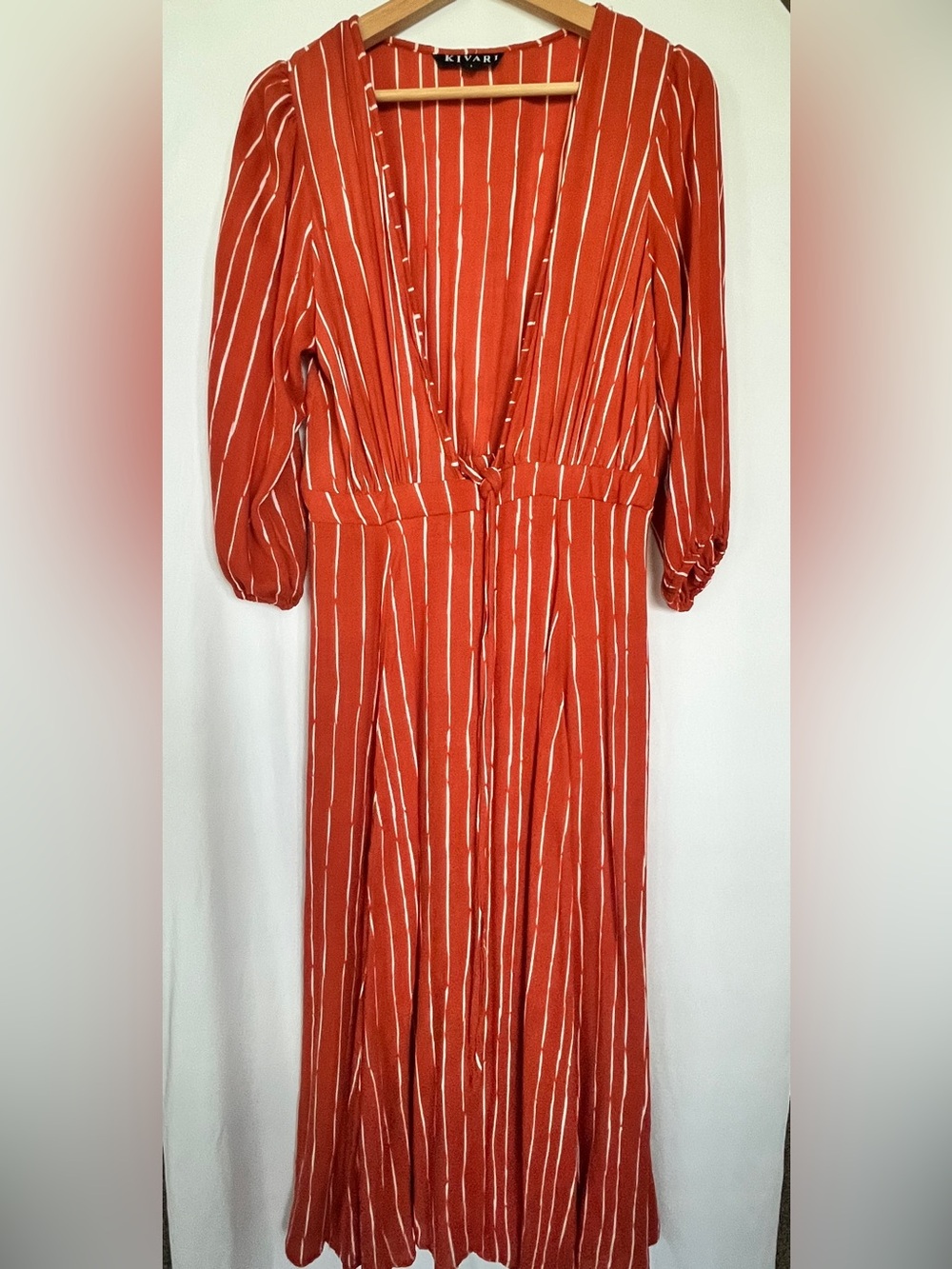 Orange and White Striped Flowing Dress